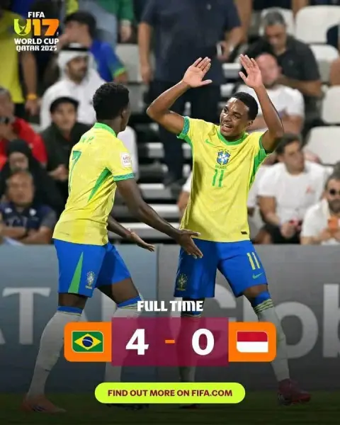 Dibantai Samba Kecil: Brasil U-17 Hancurkan Indonesia 4-0 di Piala Dunia U-17 2025